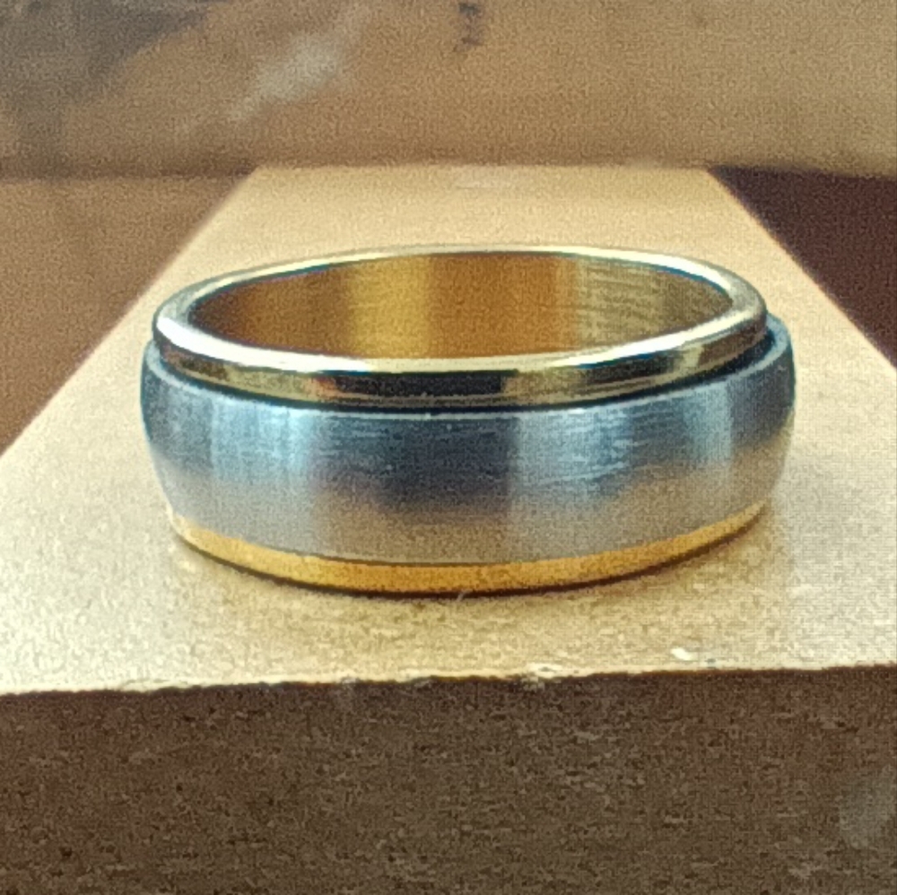 GOLD/SILVER Tone Satin Spinner Wedding Band Style Mens SZ 10 (various size)